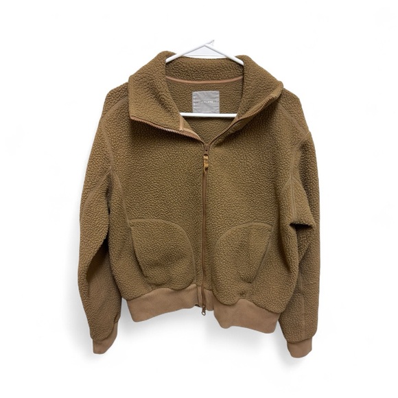 Everlane Renew Brown Teddy Bomber Jacket Cozy Minimalist Fall Earthy Size Medium - Picture 1 of 9